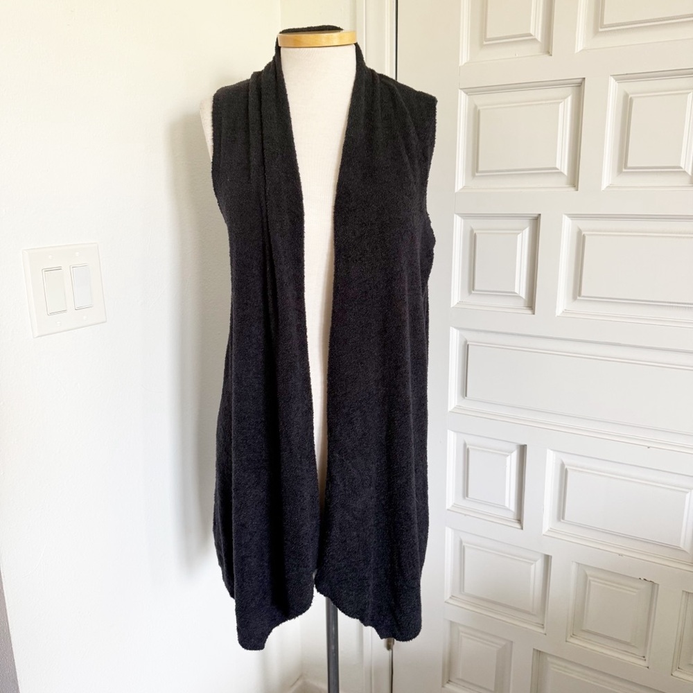 Barefoot Dreams Bamboo Chic Lite Knit Calypso Black Vest Cardigan Duster